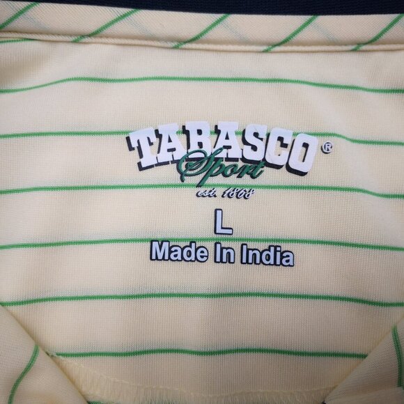 Tabasco Sport O32 Dry Men's Size Large Yellow Blue & Green Striped Polo - Picture 3 of 8